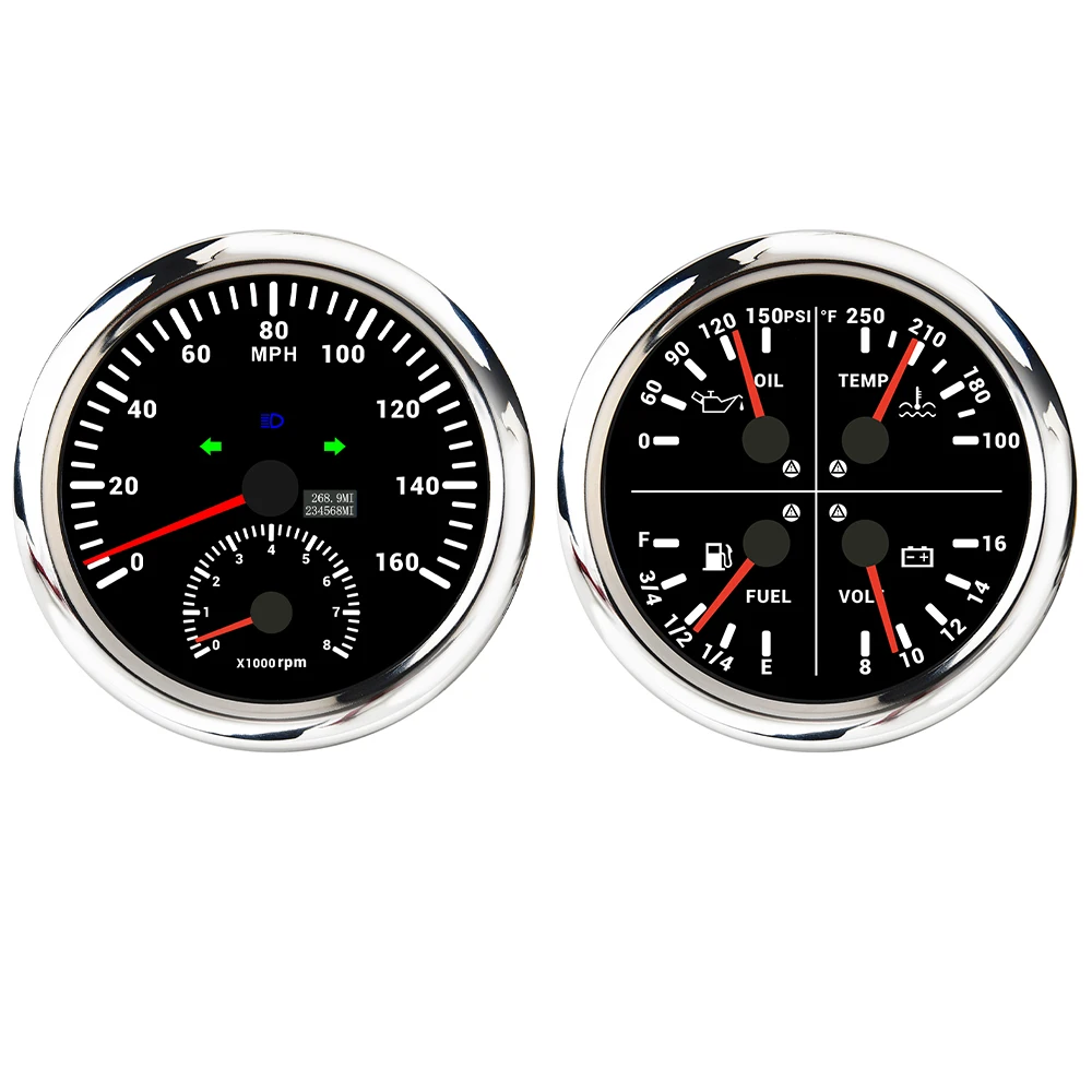 2 Gauge Set 110mm GPS Speedometer 200KMH 160MPH with 8000RPM Tachometer with 4 in 1 Multifunctional Gauge 12Volts for Car Racing
2 Gauge Set 110mm GPS Speedometer 200KMH 160MPH with 8000RPM Tachometer with 4 in 1 Multifunctional Gauge 12Volts for Car Racing