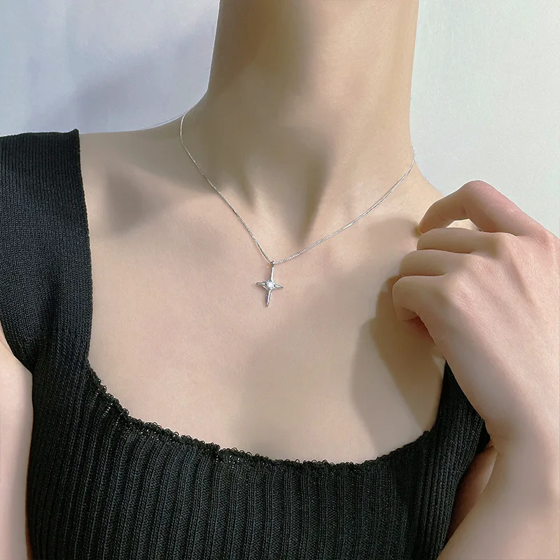 VENTFILLE 925 Sterling Silver Fashion Internet Celebrity Cross Diamond Four Pointed Star Necklace
VENTFILLE 925 Sterling Silver Fashion Internet Celebrity Cross Diamond Four Pointed Star Necklace