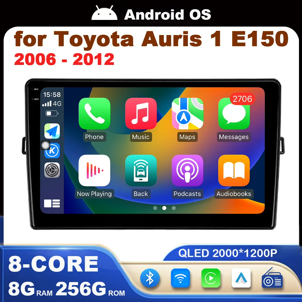 Автомагнитола для Toyota Auris 1 E150 2006-2012, мультимедийный плеер, 10 дюймов, система Android, DSP, стерео, QLED экран, Wi-Fi, GPS, Navi, 4G, BT
Автомагнитола для Toyota Auris 1 E150 2006-2012, мультимедийный плеер, 10 дюймов, система Android, DSP, стерео, QLED экран, Wi-Fi, GPS, Navi, 4G, BT