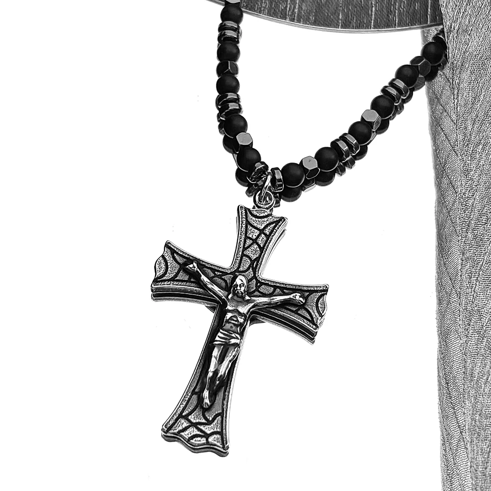 Jesus Crucifix Cross Christ Pendant Necklace for Women Men Stainless Steel Gun Black Beaded Chain Necklaces Religious Jewelry
Jesus Crucifix Cross Christ Pendant Necklace for Women Men Stainless Steel Gun Black Beaded Chain Necklaces Religious Jewelry