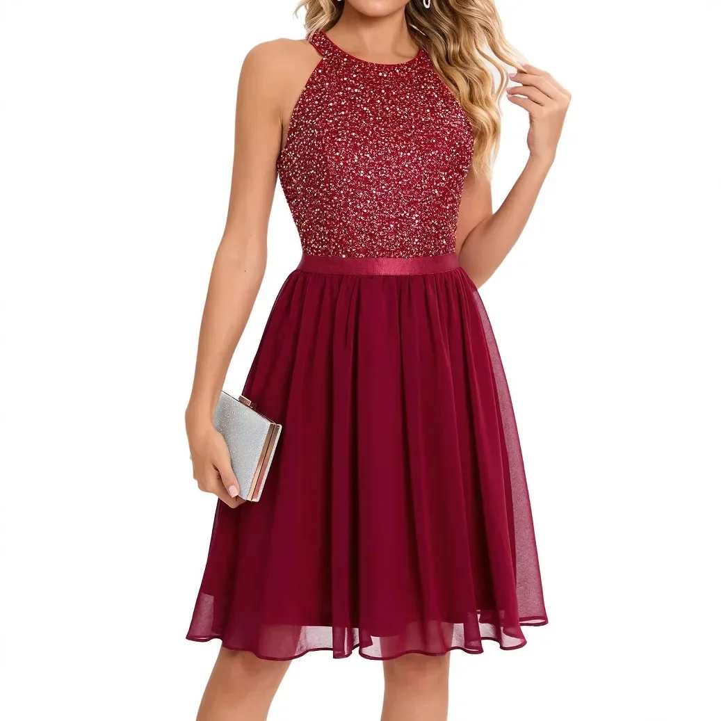 Customized Halter Cocktail Dresses Short Mini Skirt Chicken Beaded Cocktail Party Dresses Burgundy Color CH010
Customized Halter Cocktail Dresses Short Mini Skirt Chicken Beaded Cocktail Party Dresses Burgundy Color CH010