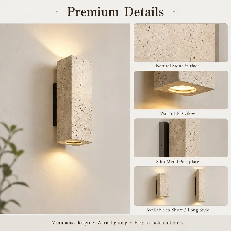 Travertine Wall Light Modern LED Sconce Up Down Lamp Warm Glow Bedroom Bedside Hallway Hotel Living Room Home Decor Fixture
Travertine Wall Light Modern LED Sconce Up Down Lamp Warm Glow Bedroom Bedside Hallway Hotel Living Room Home Decor Fixture