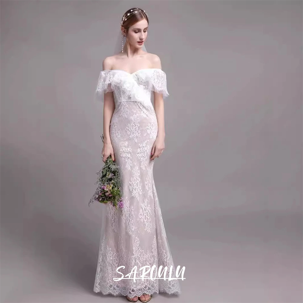 Vintage Lace Wedding Dress with Off Shoulder Sleeves Sheath Slim Fitted Women Bride Dresses Backless Franch Romantic Bridal Gown
Vintage Lace Wedding Dress with Off Shoulder Sleeves Sheath Slim Fitted Women Bride Dresses Backless Franch Romantic Bridal Gown
