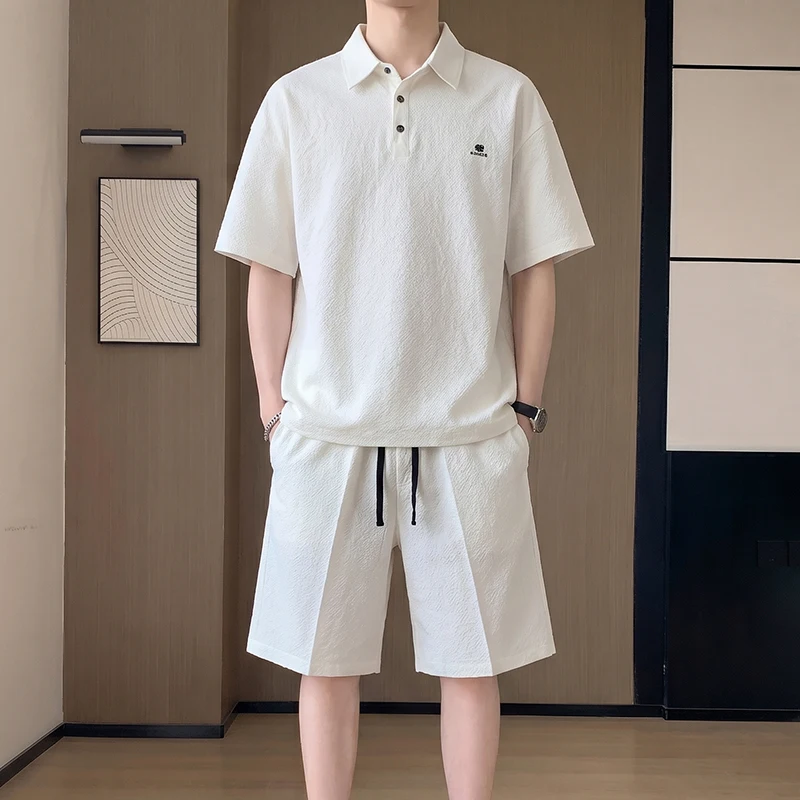 Summer Fashion Solid Color Lightweight Short Sleeve Shirt and Shorts Set Men's Casual Loose Fit Sports Plus Size Two-Piece Set
Summer Fashion Solid Color Lightweight Short Sleeve Shirt and Shorts Set Men's Casual Loose Fit Sports Plus Size Two-Piece Set