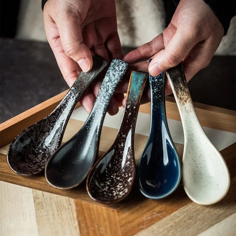 13cm Japanese-style Retro Ceramic Soup Spoon Eating Rice Spoon Kitchen Serving Teaspoon Tableware Kitchen Cooking Utensil Tools
13cm Japanese-style Retro Ceramic Soup Spoon Eating Rice Spoon Kitchen Serving Teaspoon Tableware Kitchen Cooking Utensil Tools