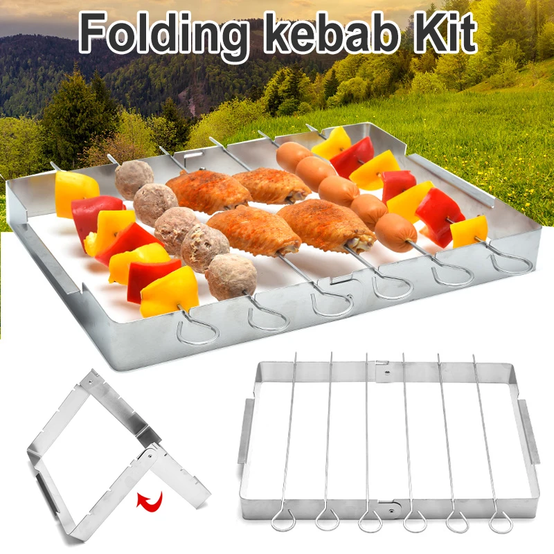 Stainless Steel Foldable Grilled Skewer Kit High Temperature Resistance And Easy Cleaning Camping Barbecue For Outdoor Barbecue
Stainless Steel Foldable Grilled Skewer Kit High Temperature Resistance And Easy Cleaning Camping Barbecue For Outdoor Barbecue