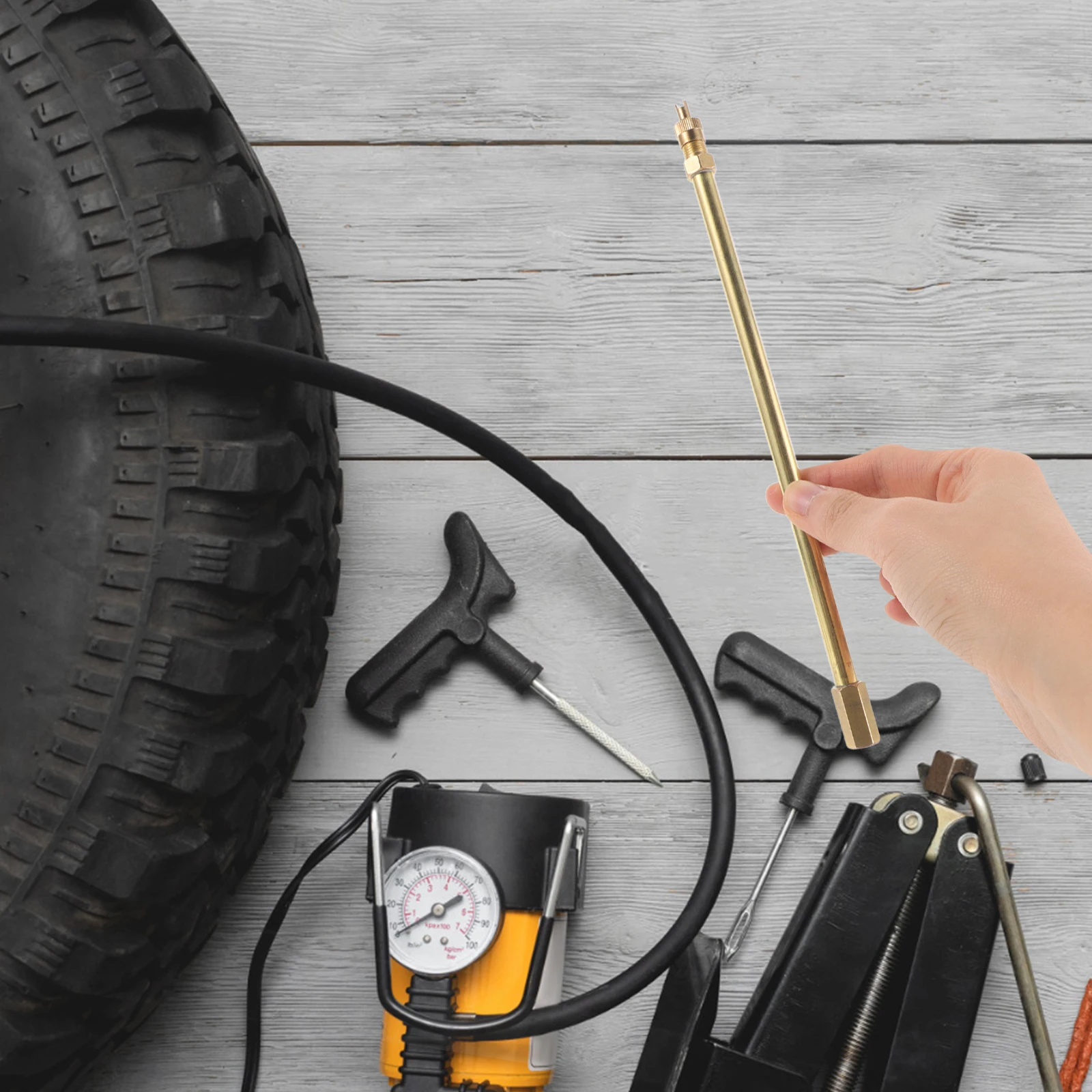 Universal Tire Valve Stem Extender Durable Metal Extension Rod Car Truck Rv Dual Wheel Inflation Deflation 200Mm Golden
Universal Tire Valve Stem Extender Durable Metal Extension Rod Car Truck Rv Dual Wheel Inflation Deflation 200Mm Golden