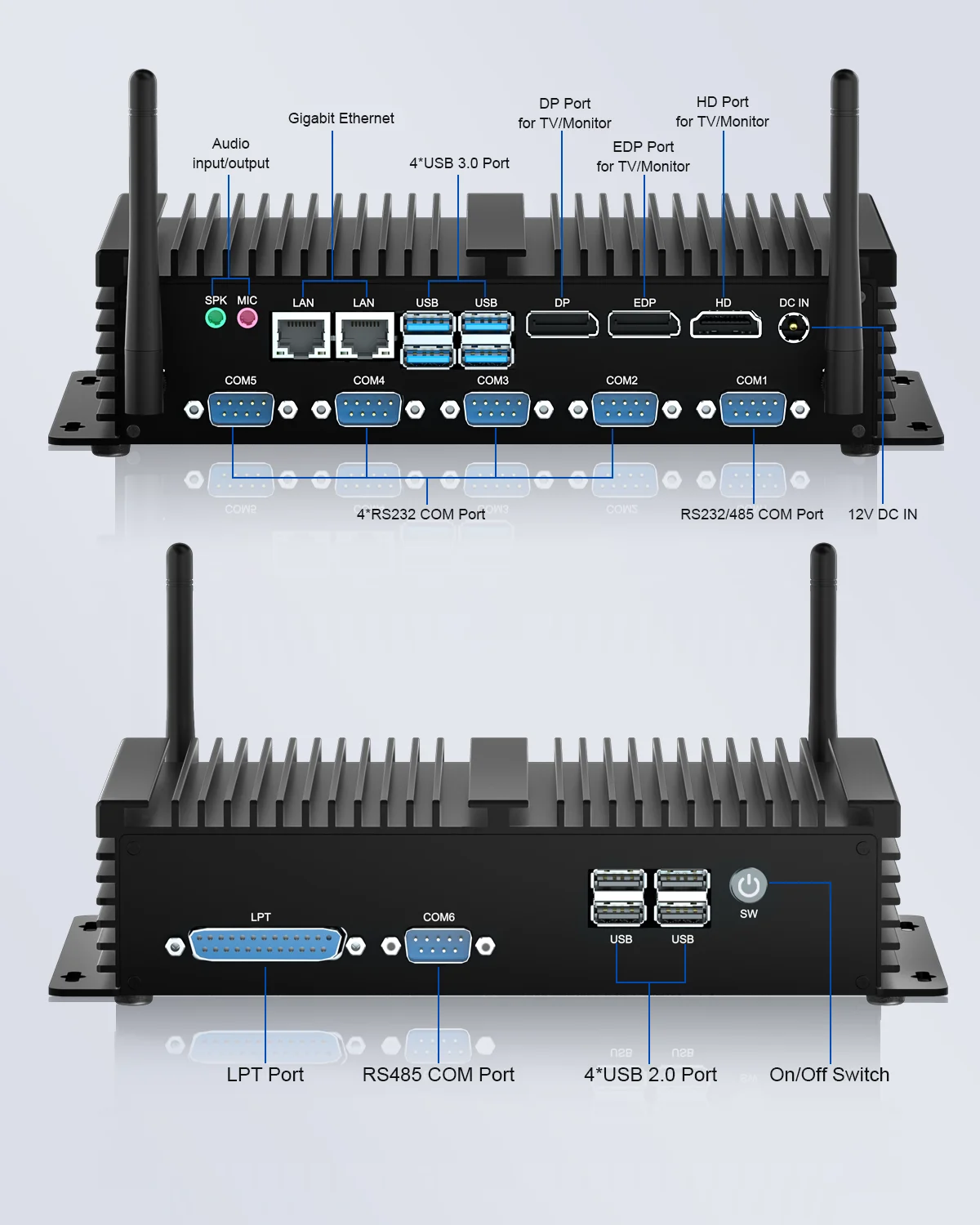 HYSTOU H4 Intel Core i7-8550U Fanless Industrial Mini PC RS232 COM Dual RJ45 LAN USB LPT DDR4 SSD Triple Display Win10/11 Linux
HYSTOU H4 Intel Core i7-8550U Fanless Industrial Mini PC RS232 COM Dual RJ45 LAN USB LPT DDR4 SSD Triple Display Win10/11 Linux