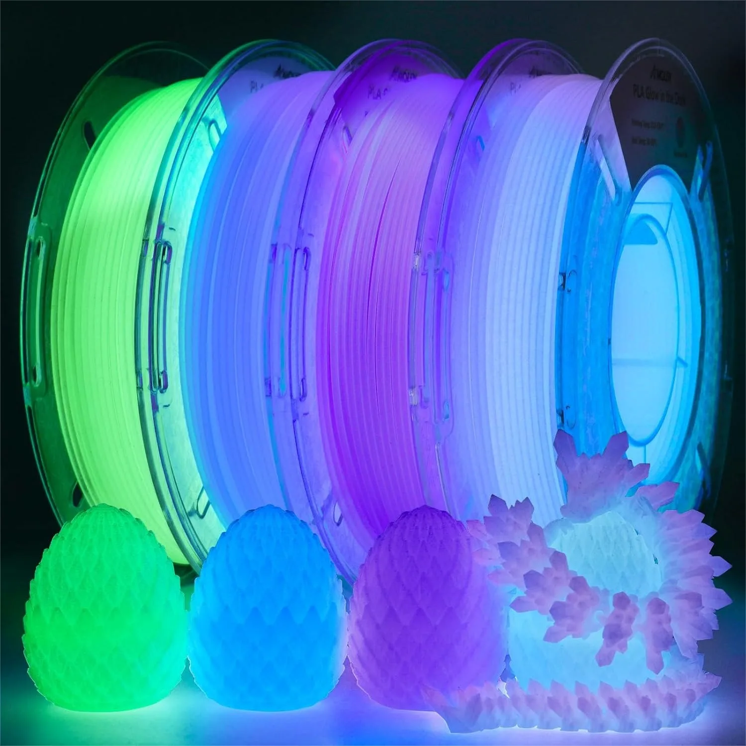 Glow in the Dark Multicolor PLA Filament 1.75mm, 5-Meter Bundle 4-Pack, Fast Color Change 3D Printing Filament with 20% Glow
Glow in the Dark Multicolor PLA Filament 1.75mm, 5-Meter Bundle 4-Pack, Fast Color Change 3D Printing Filament with 20% Glow