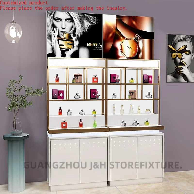 Store Design Display Shelves Cosmetics Counter Custom logo Makeup Display Floor Stand White
Store Design Display Shelves Cosmetics Counter Custom logo Makeup Display Floor Stand White