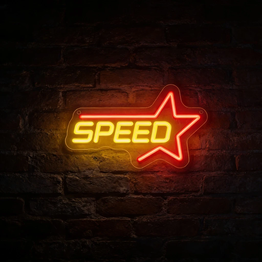 Star SPEED Neon Sign LED Wall Art for Bar Club Pub Home Gaming Room Decor Retro Atmosphere Lighting Motivational Energy Symbol
Star SPEED Neon Sign LED Wall Art for Bar Club Pub Home Gaming Room Decor Retro Atmosphere Lighting Motivational Energy Symbol