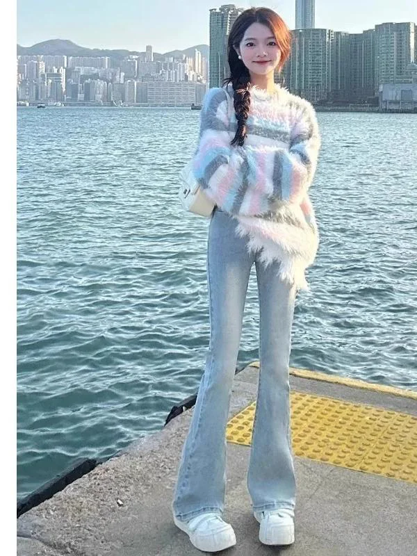 Light Blue Bell Bottom Jeans Women's Spring Autumn New Small Size Slimming Non-Matching Leggings Hoof Pants
Light Blue Bell Bottom Jeans Women's Spring Autumn New Small Size Slimming Non-Matching Leggings Hoof Pants