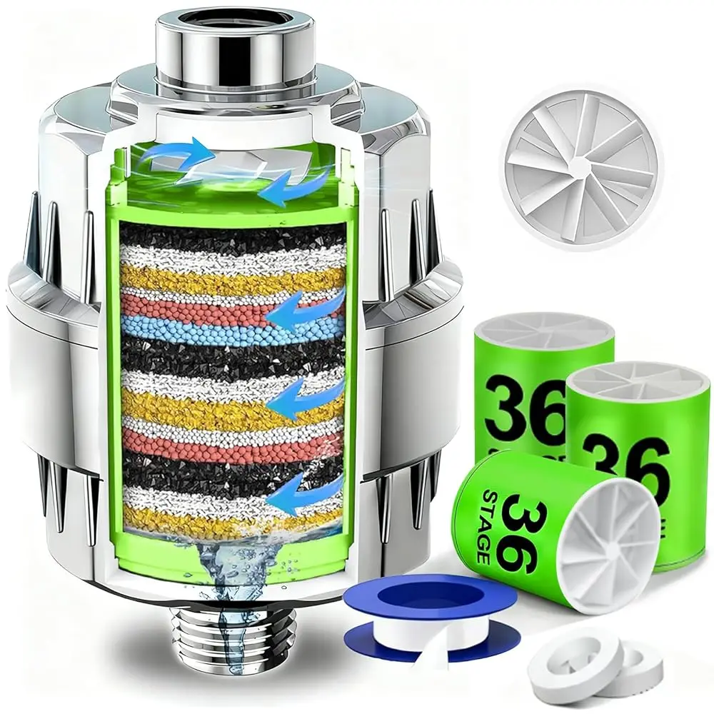 Allexpresk36-Stage Shower Head Filter With Vitamin C E for Hard Water - 3 Replaceable Cartridges, High Output Water Filter for R
Allexpresk36-Stage Shower Head Filter With Vitamin C E for Hard Water - 3 Replaceable Cartridges, High Output Water Filter for R