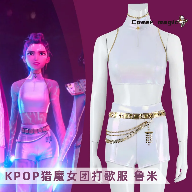 KPop Demon Hunters Rumi Cosplay Costume White Stage Uniform Huntrix Performance Outfit Earrings Halloween Party for Women Girls
KPop Demon Hunters Rumi Cosplay Costume White Stage Uniform Huntrix Performance Outfit Earrings Halloween Party for Women Girls