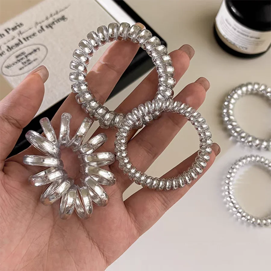 5pc Hot European and American Silver Telephone Line Elastic Hair Bands for Women Girls Hair Ties Rope for Hair Accessories
5pc Hot European and American Silver Telephone Line Elastic Hair Bands for Women Girls Hair Ties Rope for Hair Accessories