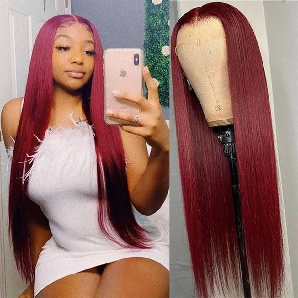 99J Burgundy bone straight 13x6 hd lace frontal human hair wig for women 100% Brazilian 30 inch lace front colored wigs on sale
99J Burgundy bone straight 13x6 hd lace frontal human hair wig for women 100% Brazilian 30 inch lace front colored wigs on sale