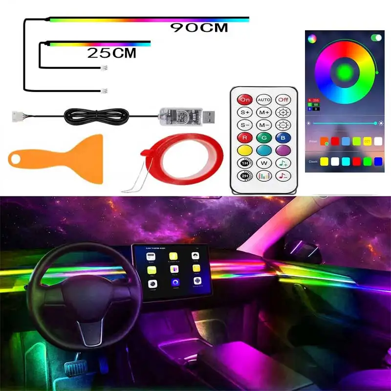 Acrylic Interior LED Light Strips, Automotive Wireless Applications, RGB 2-in-1, LED Fiber Automotive Neon Lights, Colorful Atmo
Acrylic Interior LED Light Strips, Automotive Wireless Applications, RGB 2-in-1, LED Fiber Automotive Neon Lights, Colorful Atmo