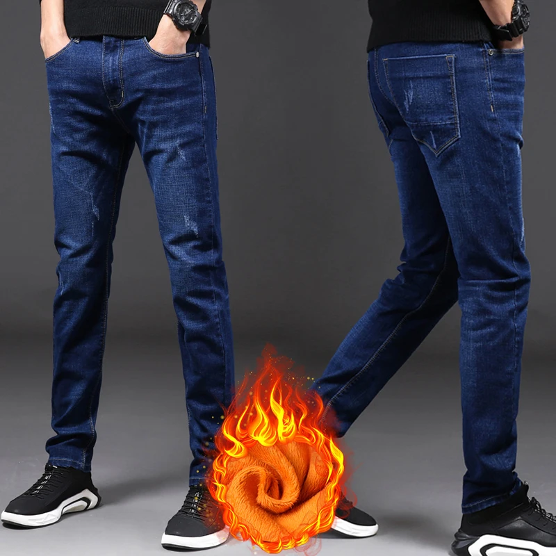 Winter Thick Slim Fit Jeans Fleece Warm Fashionable Casual Elastic Long Pants Classic Business Washing Trousers Male Clothing
Winter Thick Slim Fit Jeans Fleece Warm Fashionable Casual Elastic Long Pants Classic Business Washing Trousers Male Clothing