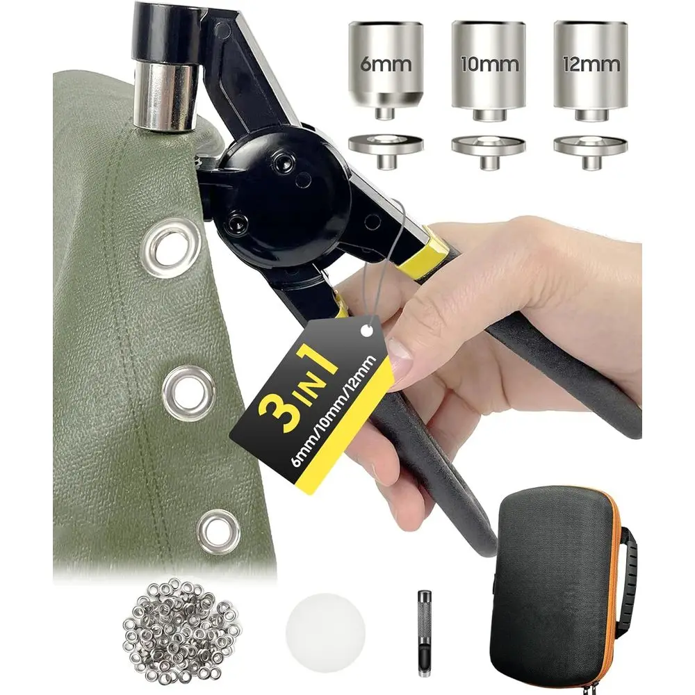 Multi-Size Heavy Duty Grommets Tool Kit, 608 Pcs, for Eyelets, Tarps, Fabric, Leather, Tents, Vinyl, Canvas and More
Multi-Size Heavy Duty Grommets Tool Kit, 608 Pcs, for Eyelets, Tarps, Fabric, Leather, Tents, Vinyl, Canvas and More