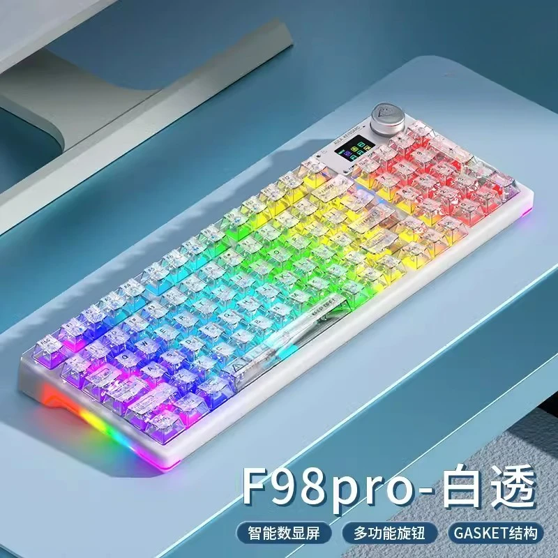 F98pro with display screen wireless transparent mechanical keyboard Bluetooth three-mode customized hot swap
F98pro with display screen wireless transparent mechanical keyboard Bluetooth three-mode customized hot swap