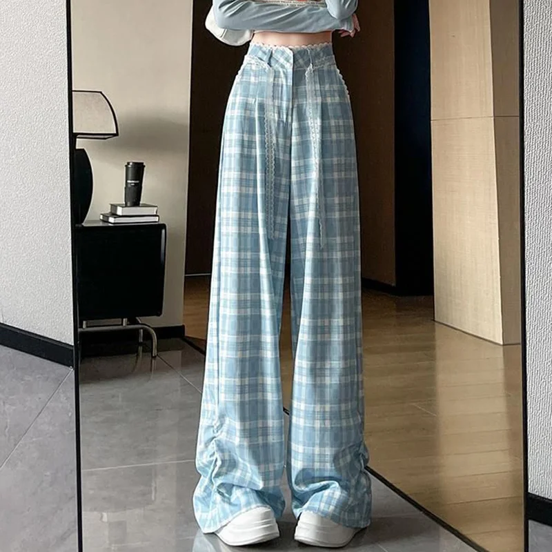 Women's Refreshing Patchwork Lace Loose Wide Leg Pants Spring Summer 2025 New All-match Plaid High Waist Casual All-match Pants
Women's Refreshing Patchwork Lace Loose Wide Leg Pants Spring Summer 2025 New All-match Plaid High Waist Casual All-match Pants