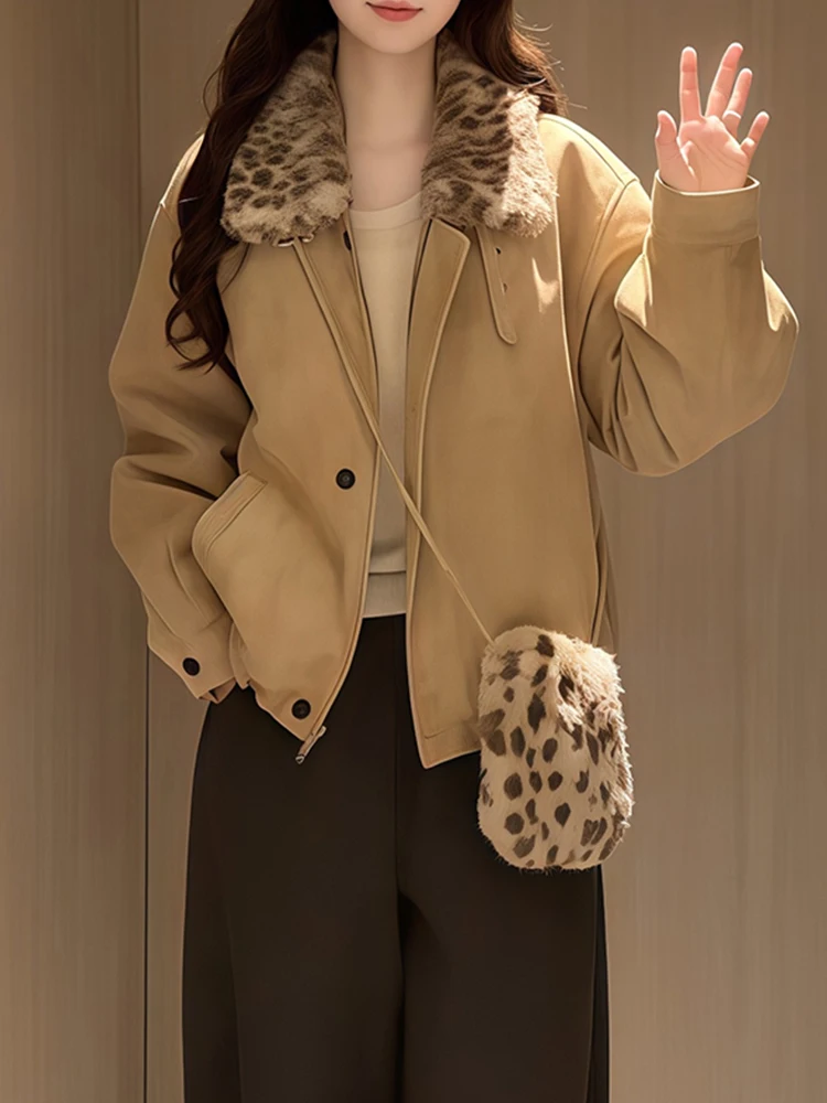 Retro Leopard Print Fur Collar ort Coat Autumn Winter Sle Casual Loose Fit Ladies Outerwear Breathable Zipper Closure
Retro Leopard Print Fur Collar ort Coat Autumn Winter Sle Casual Loose Fit Ladies Outerwear Breathable Zipper Closure
