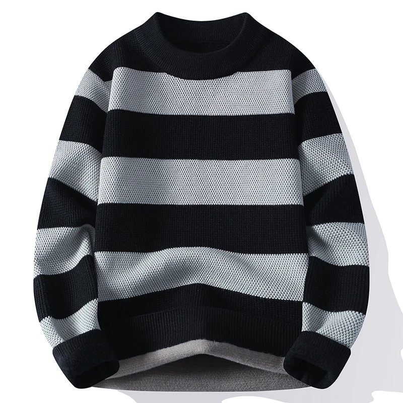 Men's Long-Sleeved round Neck Knitted Shirt Striped Pullover Fashion Versatile Sweater for Spring And Autumn
Men's Long-Sleeved round Neck Knitted Shirt Striped Pullover Fashion Versatile Sweater for Spring And Autumn