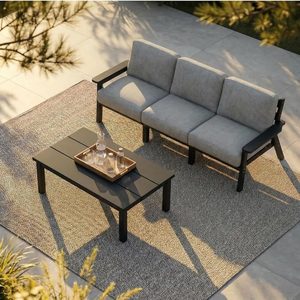 All-Weather 4-Piece Patio Sectional Set with Thick Cushions for Outdoor Deck or Garden in Black
All-Weather 4-Piece Patio Sectional Set with Thick Cushions for Outdoor Deck or Garden in Black