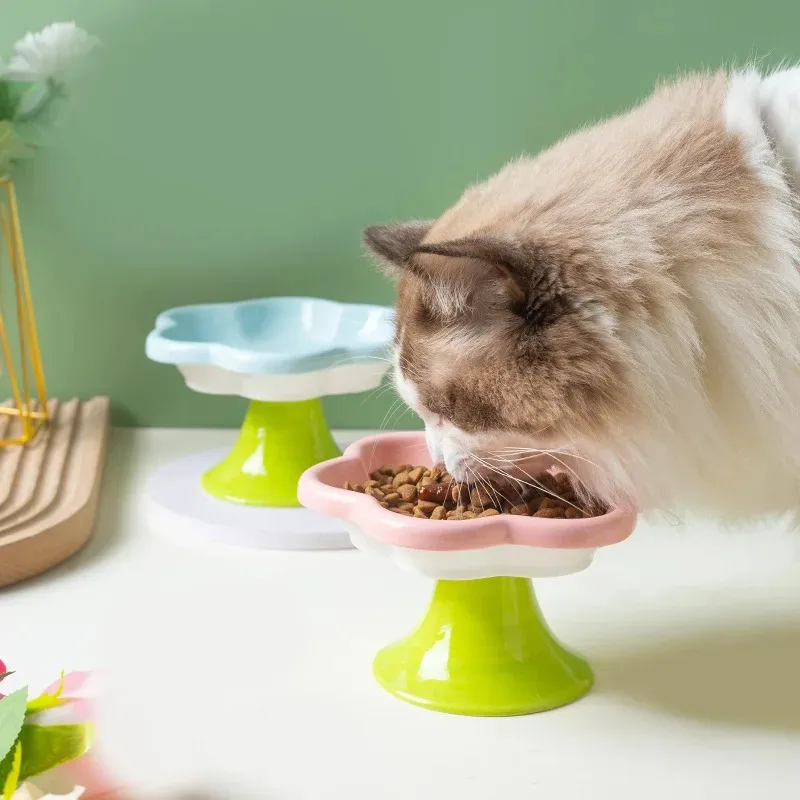 Ceramic Raised Cat Bowl With Flower Design Elevated High Cat Food Bowl Water Plate Snack Dish With Stand For Neck Protection
Ceramic Raised Cat Bowl With Flower Design Elevated High Cat Food Bowl Water Plate Snack Dish With Stand For Neck Protection