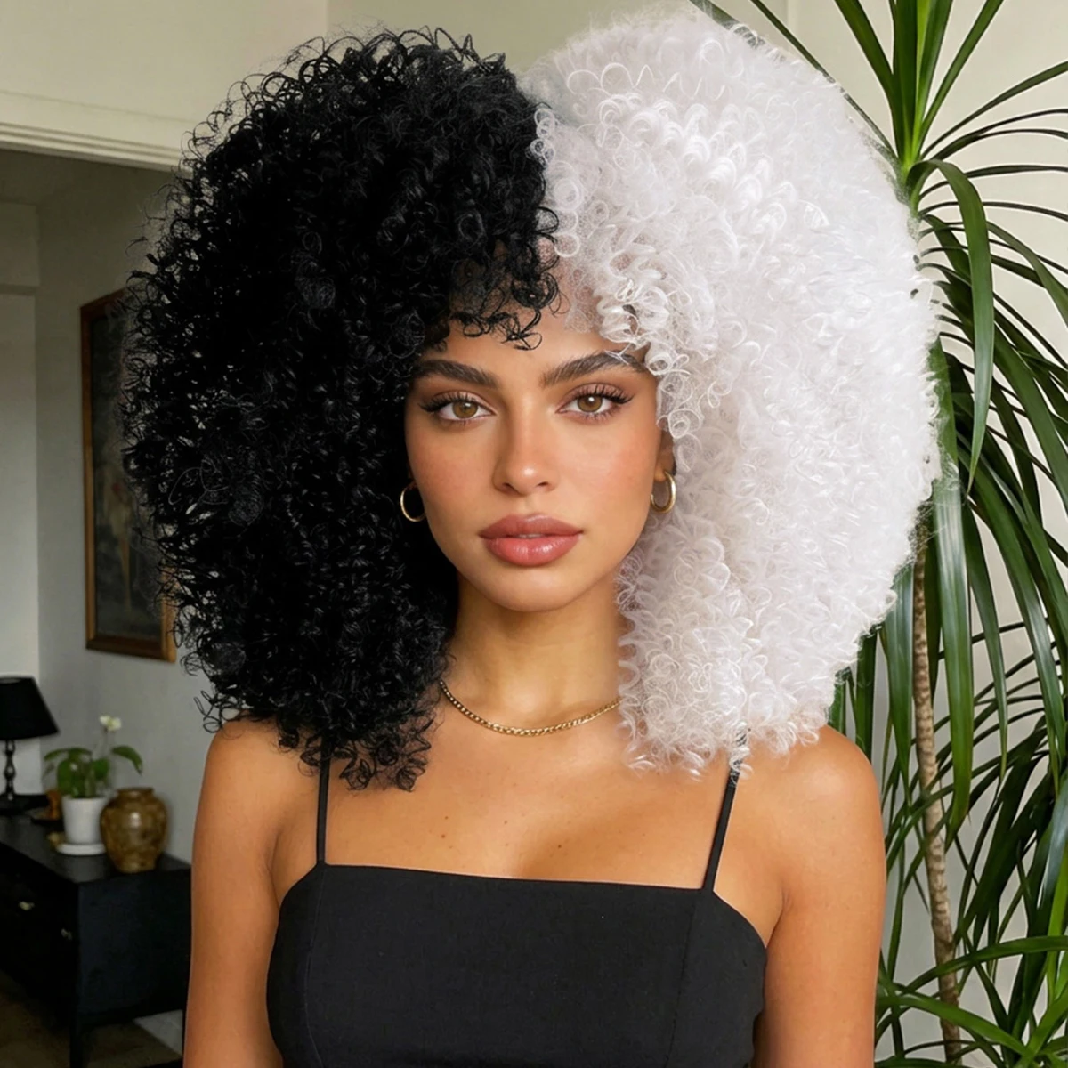 16 Inch Afro Kinky Curly Hair Wigs With Bangs Soft Fluffy Synthetic Fiber None Lace Wigs For Party Cosplay Daily Use
16 Inch Afro Kinky Curly Hair Wigs With Bangs Soft Fluffy Synthetic Fiber None Lace Wigs For Party Cosplay Daily Use