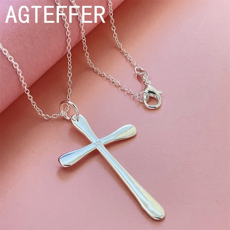 New Punk 925 Sterling Silver 16-24 Inches Fine Cross Necklace For Women Men Fashion Charm Wedding Gift Jewelry Accessories
New Punk 925 Sterling Silver 16-24 Inches Fine Cross Necklace For Women Men Fashion Charm Wedding Gift Jewelry Accessories