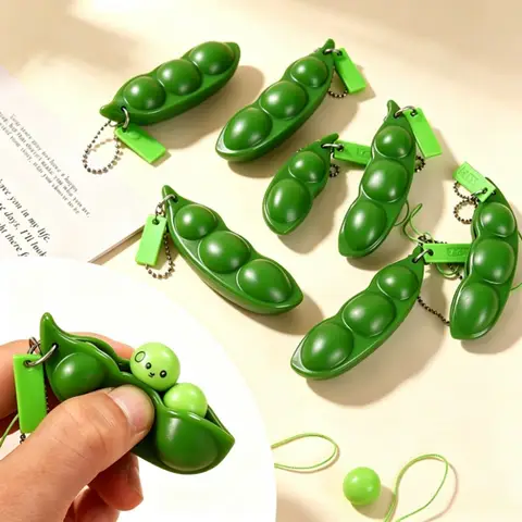Squeeze the Edamame to Relieve Stress and Vent the Edamame Toy to Decompress the Pea Pod Keychain Ornament Pendant Gift
