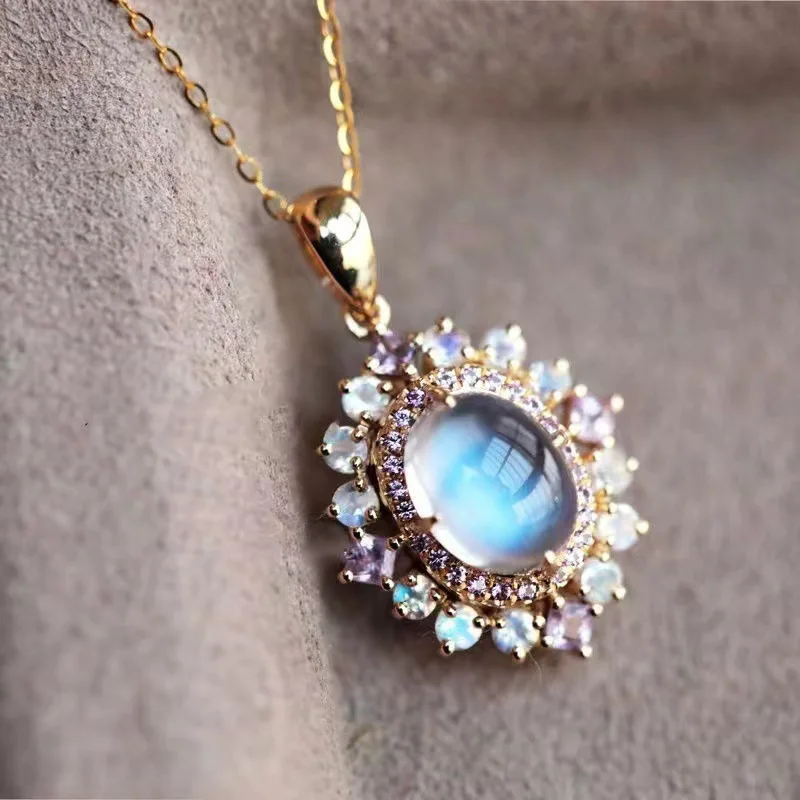 Radiant Colorful Moonlight Stone Necklace for Women Silver Inlaid Pink Blue Crystal Pendant New in Light Luxury Elegant Jewelry
Radiant Colorful Moonlight Stone Necklace for Women Silver Inlaid Pink Blue Crystal Pendant New in Light Luxury Elegant Jewelry