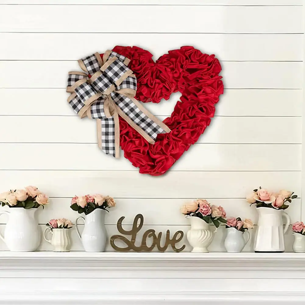 Love Heart Decoration Valentine's Day Heart Shaped Wreath with Plaid Bowknot for Indoor Outdoor Holiday Decoration Front Door
Love Heart Decoration Valentine's Day Heart Shaped Wreath with Plaid Bowknot for Indoor Outdoor Holiday Decoration Front Door