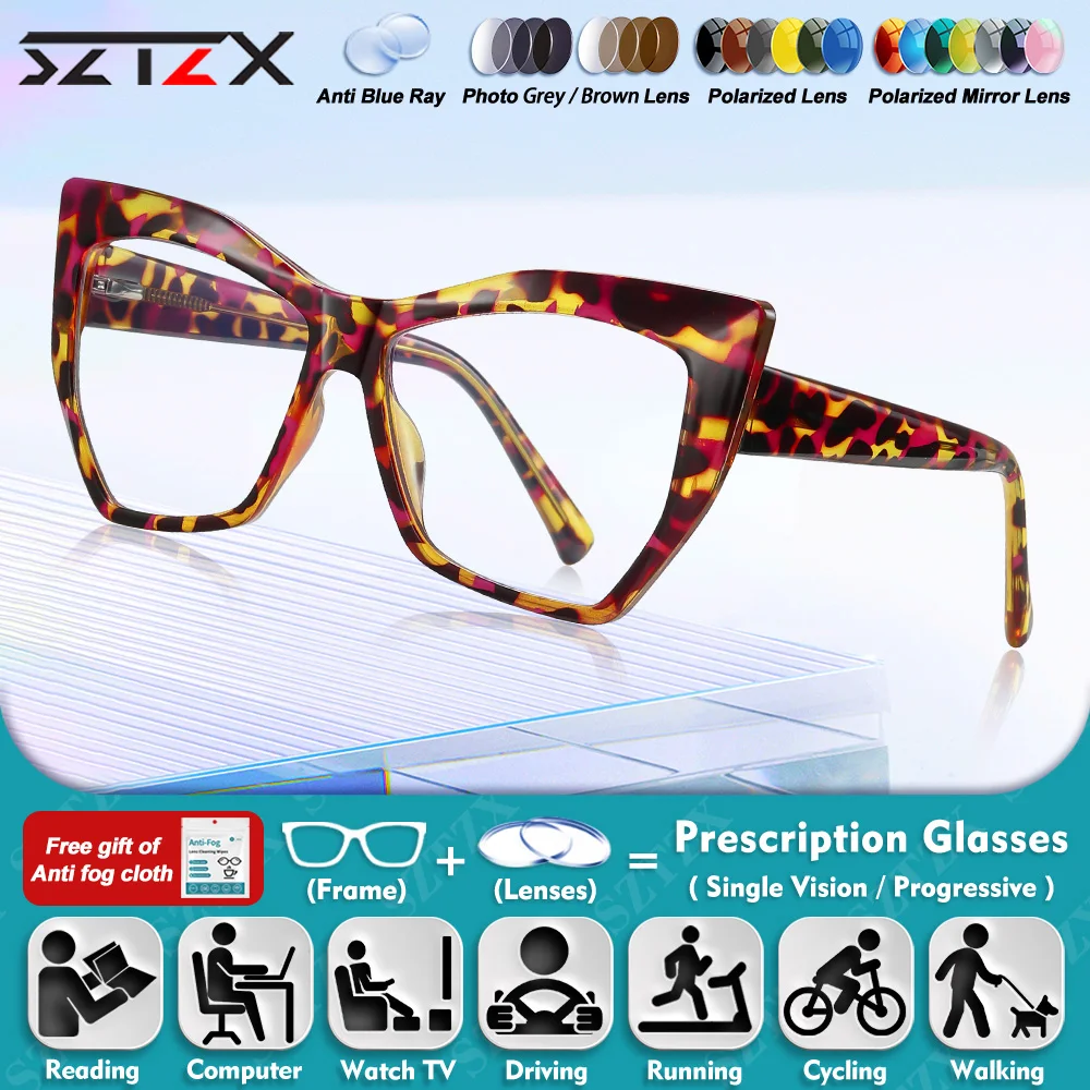 SZTZX Vintage Gradual Cat Eye Women Myopia Photochromic Reading Glasses Blue Light Blocking Progressive Prescription Eyeglasses
SZTZX Vintage Gradual Cat Eye Women Myopia Photochromic Reading Glasses Blue Light Blocking Progressive Prescription Eyeglasses