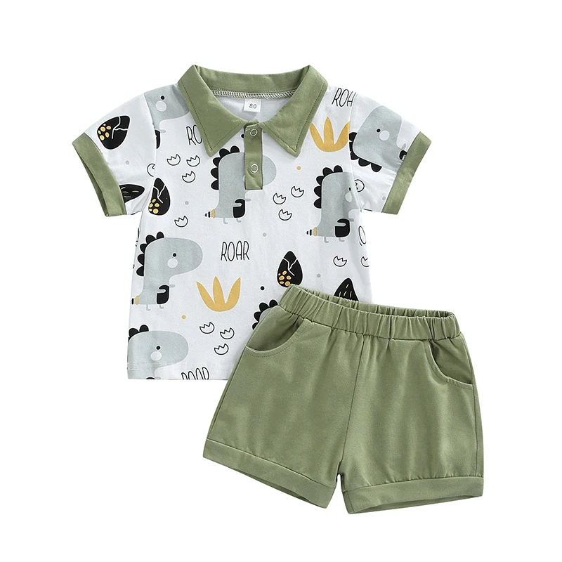 Toddler Baby Boy Clothes Shorts Set Dinosaur Print Top Solid Color Shorts Summer Casual 2pcs Set
Toddler Baby Boy Clothes Shorts Set Dinosaur Print Top Solid Color Shorts Summer Casual 2pcs Set