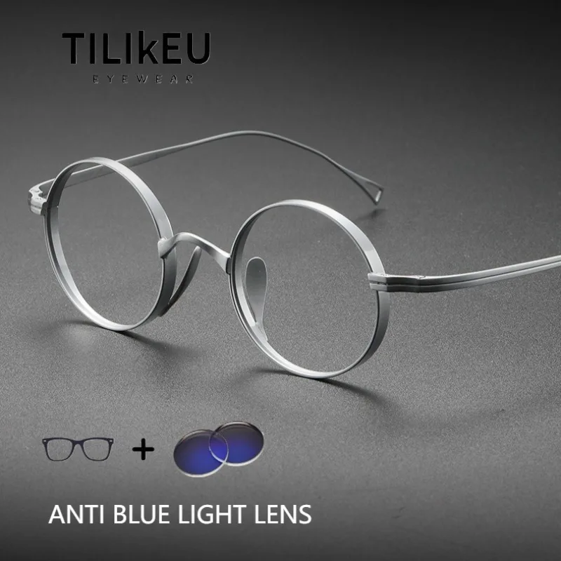 Vintage Round Eyewear Pure Titanium Blue Light Blocking Glasses Men Women Designer Small Eyeglasses Frame Prescription Glasses 
Vintage Round Eyewear Pure Titanium Blue Light Blocking Glasses Men Women Designer Small Eyeglasses Frame Prescription Glasses