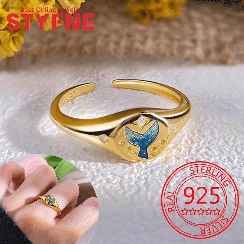 925 Sterling Silver for Women Blue Fish Tail Ring Fine Silver Jewelry Anniversary Gift Bridal Ring
925 Sterling Silver for Women Blue Fish Tail Ring Fine Silver Jewelry Anniversary Gift Bridal Ring