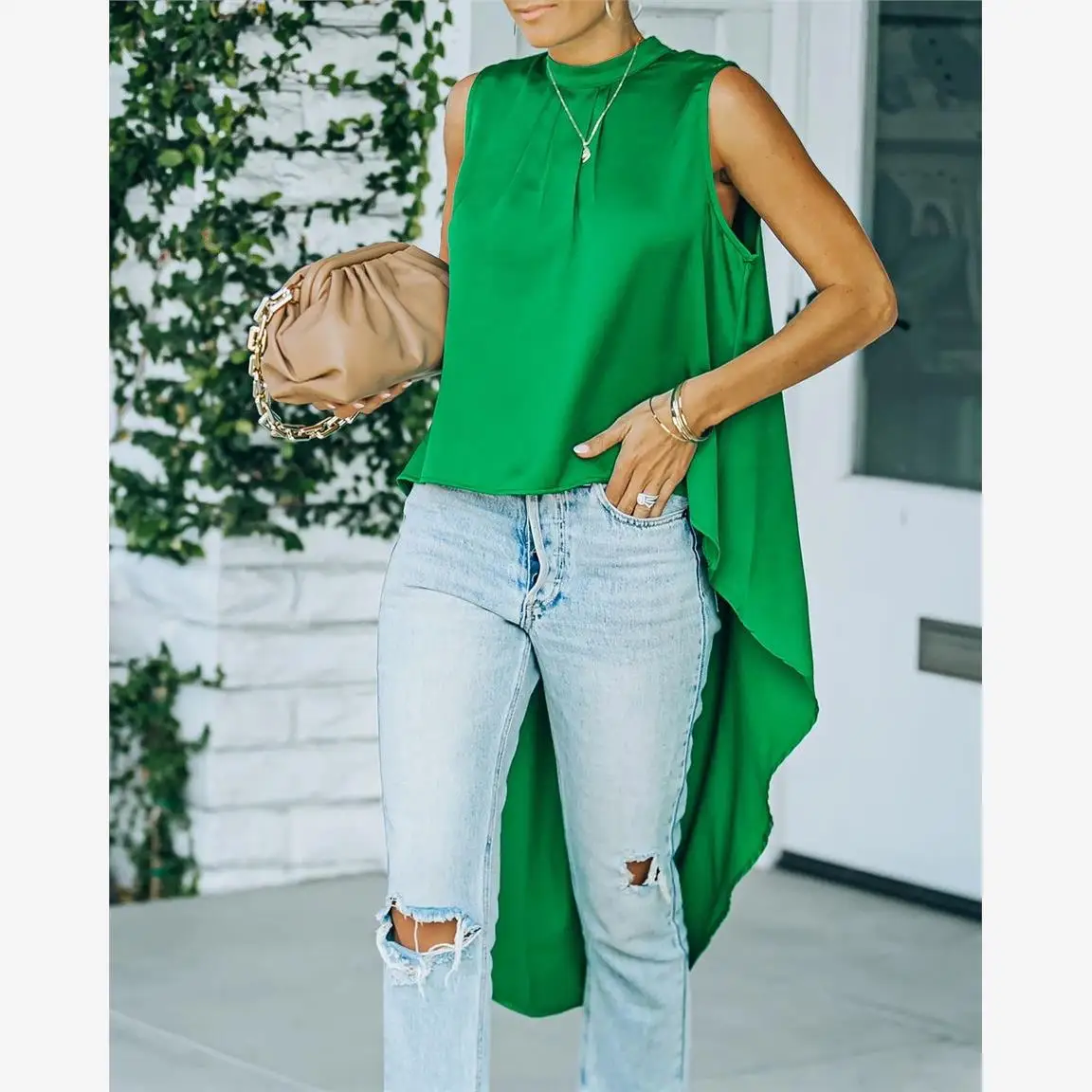 Свободный топ с асимметричным подолом, женская блузка, модная повседневная летняя коллекция из полиэстера
Свободный топ с асимметричным подолом, женская блузка, модная повседневная летняя коллекция из полиэстера