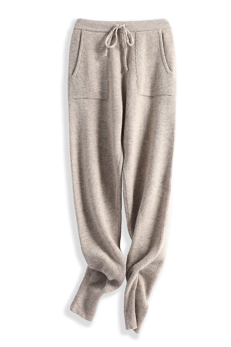 Fashion Solid Color Women Ribbed 100% Merino Wool Knitwear Pants Soft Minimalish Basic Cashmere Trousers 
Fashion Solid Color Women Ribbed 100% Merino Wool Knitwear Pants Soft Minimalish Basic Cashmere Trousers