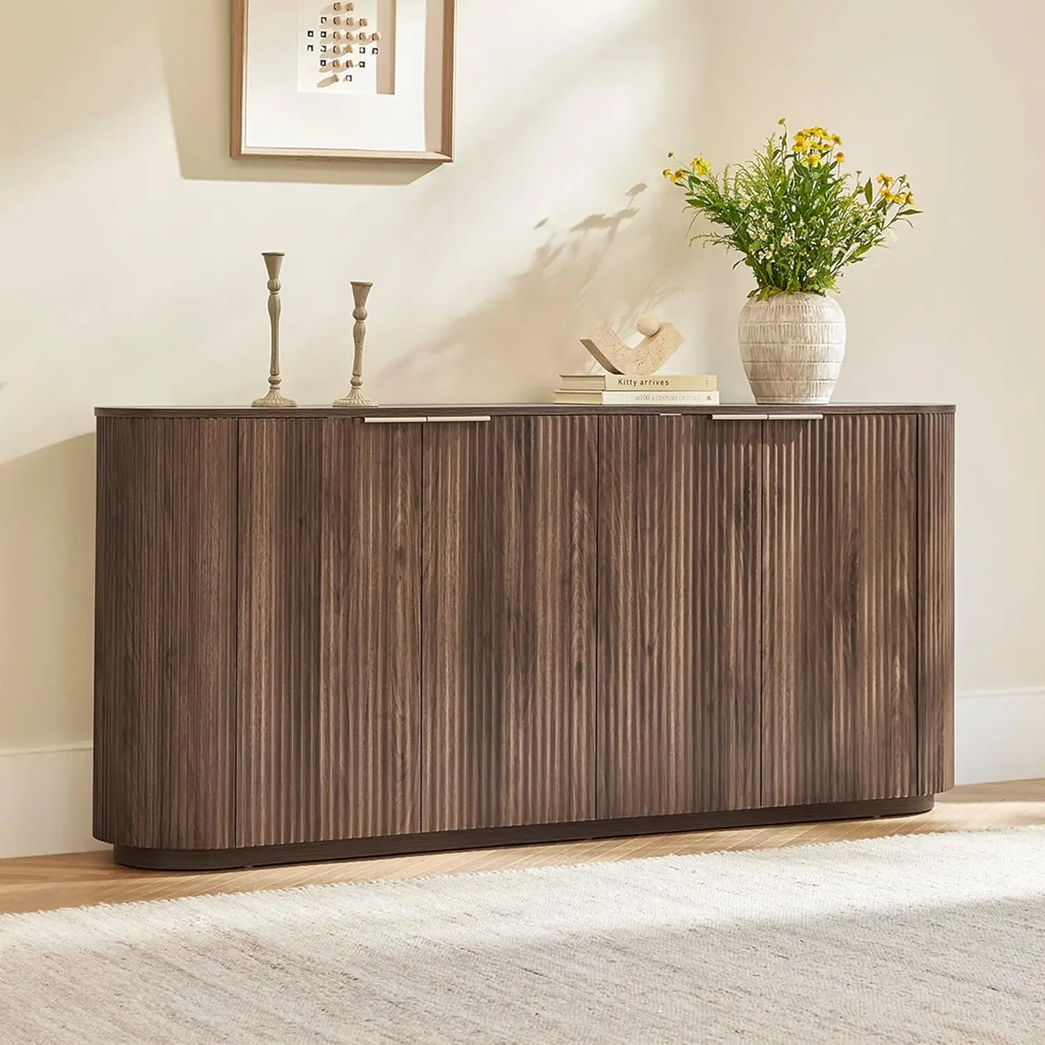 Walnut Sideboard with Doors and Adjustable Shelves for Living Room or Kitchen
Walnut Sideboard with Doors and Adjustable Shelves for Living Room or Kitchen