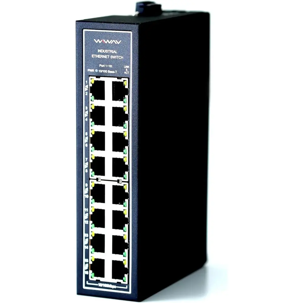16-Port Industrial Ethernet Switch, 10/100Mbps, Unmanaged, DIN Rail/Wall-Mount, UL Listed, -30°C~75°C Temperature Range
16-Port Industrial Ethernet Switch, 10/100Mbps, Unmanaged, DIN Rail/Wall-Mount, UL Listed, -30°C~75°C Temperature Range