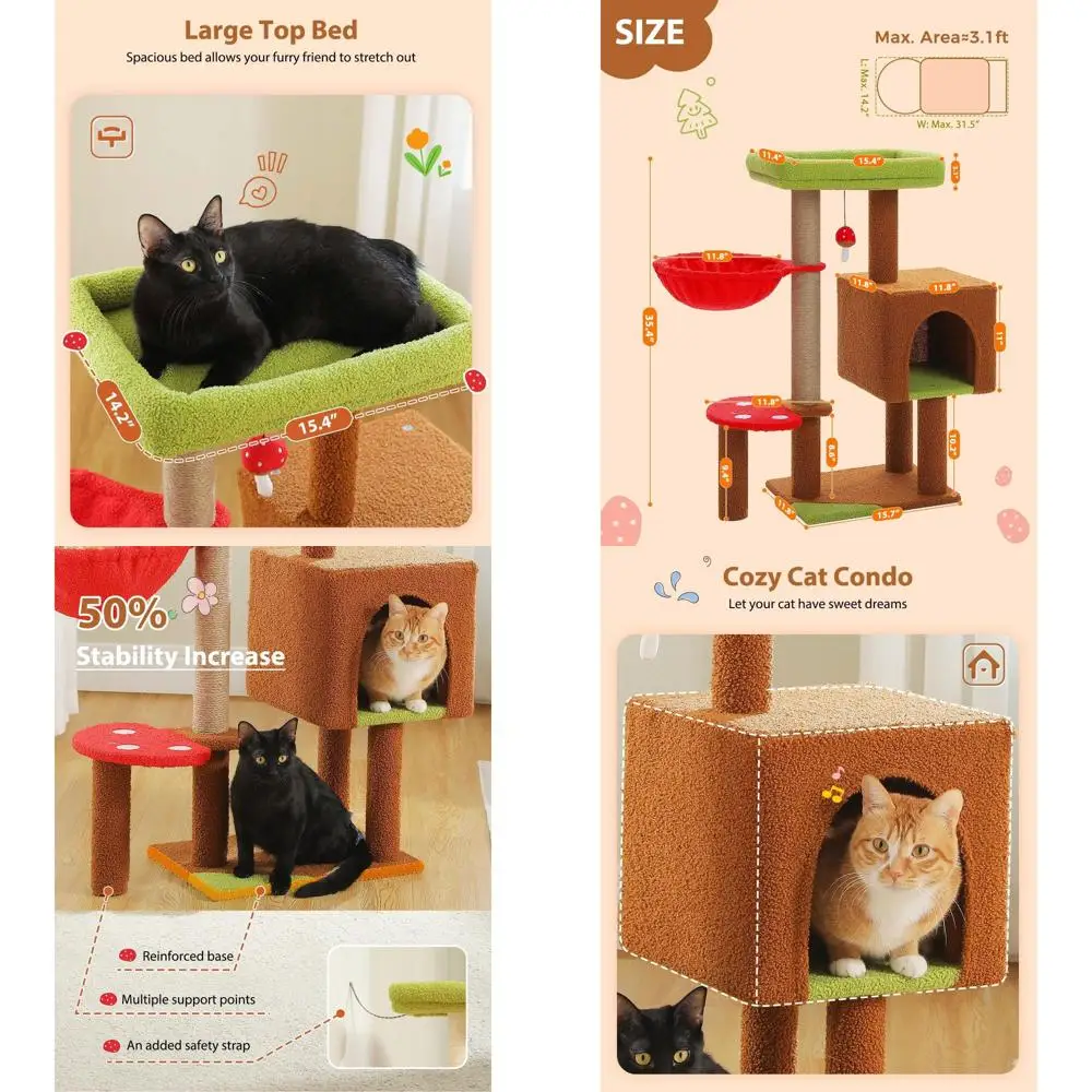 Когтеточка из сизаля, кошачья башня, коричневый кондоминист 35,4 с зеленым верхним окунем, красным гамаком и свисающим шариком для маленьких и средних кошек
Когтеточка из сизаля, кошачья башня, коричневый кондоминист 35,4 с зеленым верхним окунем, красным гамаком и свисающим шариком для маленьких и средних кошек