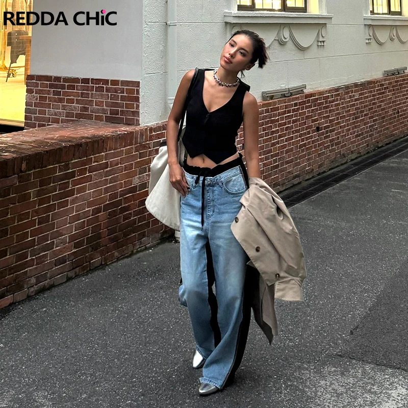 REDDACHiC женские вязаные джинсовые широкие брюки, прямые усы, выбеленные мешковатые джинсы с высокой талией и завязками, уличная одежда в стиле ретро
REDDACHiC женские вязаные джинсовые широкие брюки, прямые усы, выбеленные мешковатые джинсы с высокой талией и завязками, уличная одежда в стиле ретро