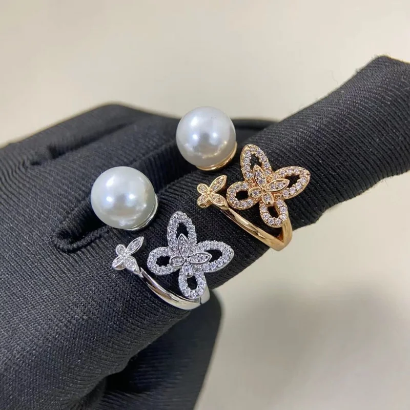 S925 Classic Fashion Silver Open Ring with Diamond and Pearl Butterfly Design Women's Ring Party Banquet Jewelry
S925 Classic Fashion Silver Open Ring with Diamond and Pearl Butterfly Design Women's Ring Party Banquet Jewelry