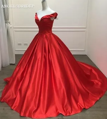 ANGELSBRIDEP Red Sweetheart Ball Gown Wedding Dress Satin Formal Off-Shoulder Chapel Train Formal Bride Dresses Online Hot
ANGELSBRIDEP Red Sweetheart Ball Gown Wedding Dress Satin Formal Off-Shoulder Chapel Train Formal Bride Dresses Online Hot
