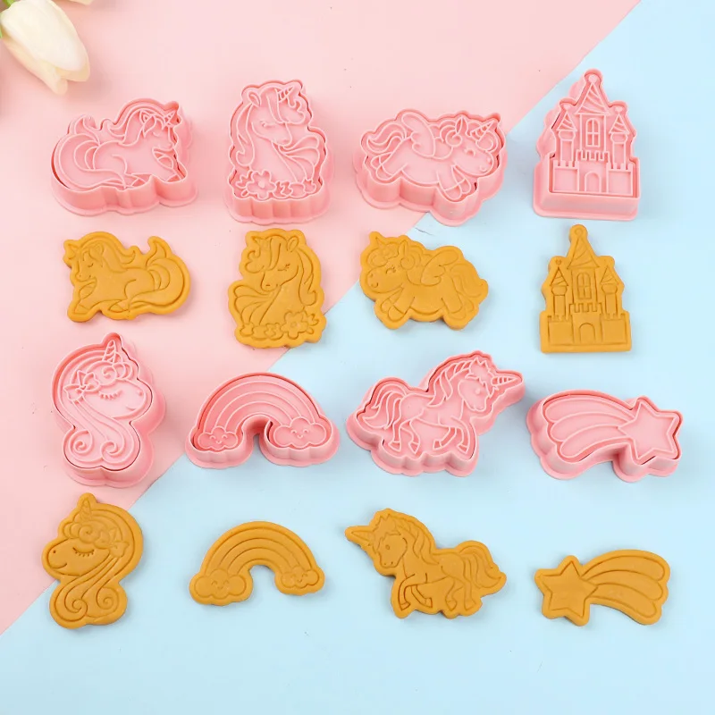 8Pcs/box Cartoon Unicorn Cookie Cutters Plastic 3D Biscuit Mold Stamp Birthday Party Baking Pastry Tools Kitchen Accessories
8Pcs/box Cartoon Unicorn Cookie Cutters Plastic 3D Biscuit Mold Stamp Birthday Party Baking Pastry Tools Kitchen Accessories