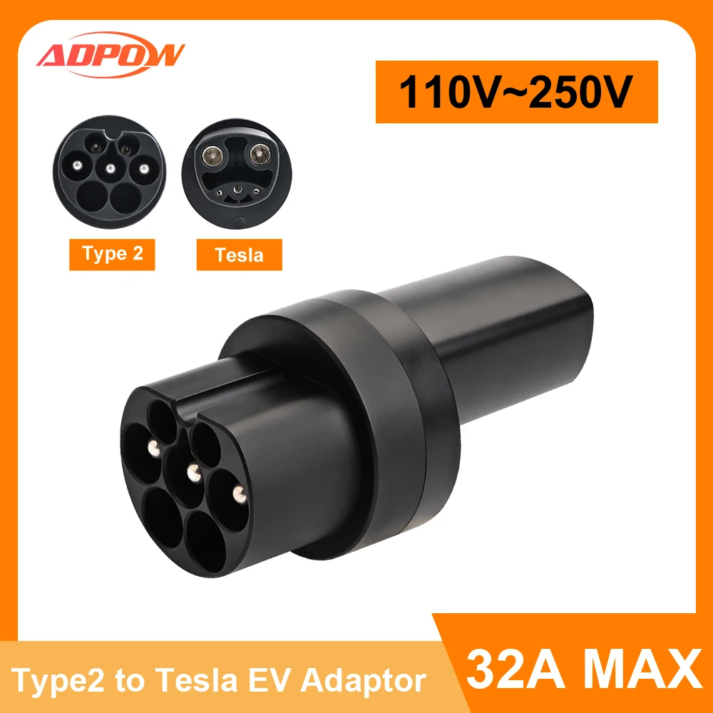 ADPOW Type2 to Tesla 32A 250V NACS Adapter AC EV Charger Converter Connector for America Electric Car for Tesla Model 3 X Y S
ADPOW Type2 to Tesla 32A 250V NACS Adapter AC EV Charger Converter Connector for America Electric Car for Tesla Model 3 X Y S