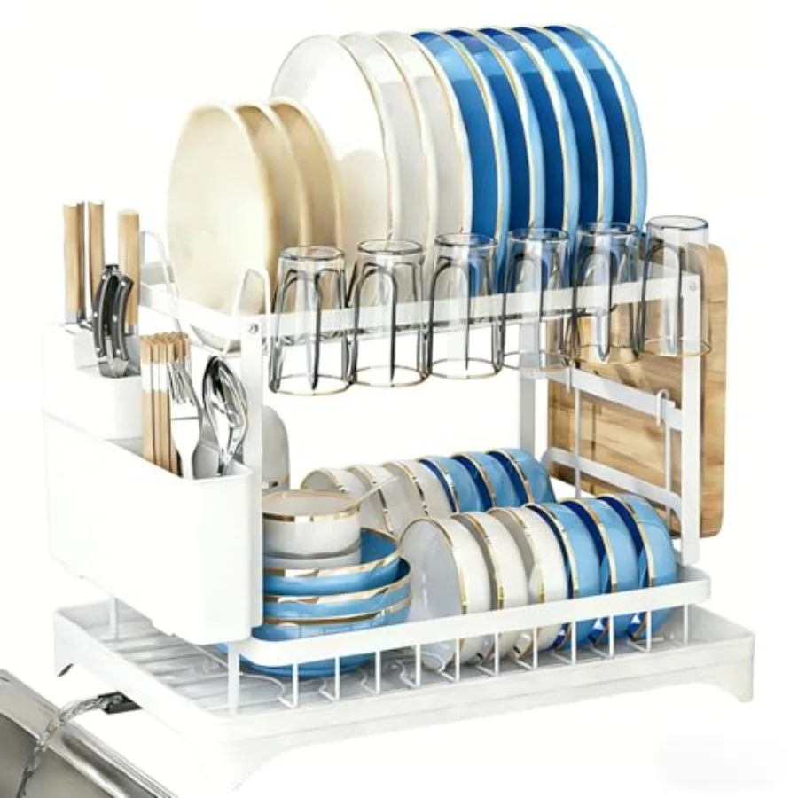 2 Tier Dish Drainers Drying Rack for Kitchen Counter Dishes Drain with Drainboard Space Saving Countertop Dryer Strainer Holder
2 Tier Dish Drainers Drying Rack for Kitchen Counter Dishes Drain with Drainboard Space Saving Countertop Dryer Strainer Holder