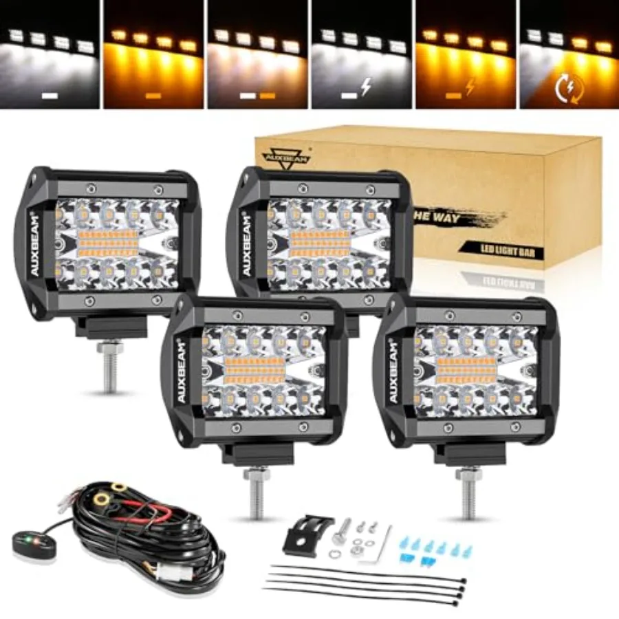 Auxbeam 4 Inch 240W LED Pods Amber White Fog Light 6 Modes Strobe for Work Truck Dual Color Combo Offroad Driving Light for Jee
Auxbeam 4 Inch 240W LED Pods Amber White Fog Light 6 Modes Strobe for Work Truck Dual Color Combo Offroad Driving Light for Jee